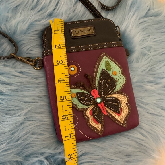 Chala Purple Butterfly Cellphone Crossbody Handbag - Convertible Strap - Picture 3 of 14